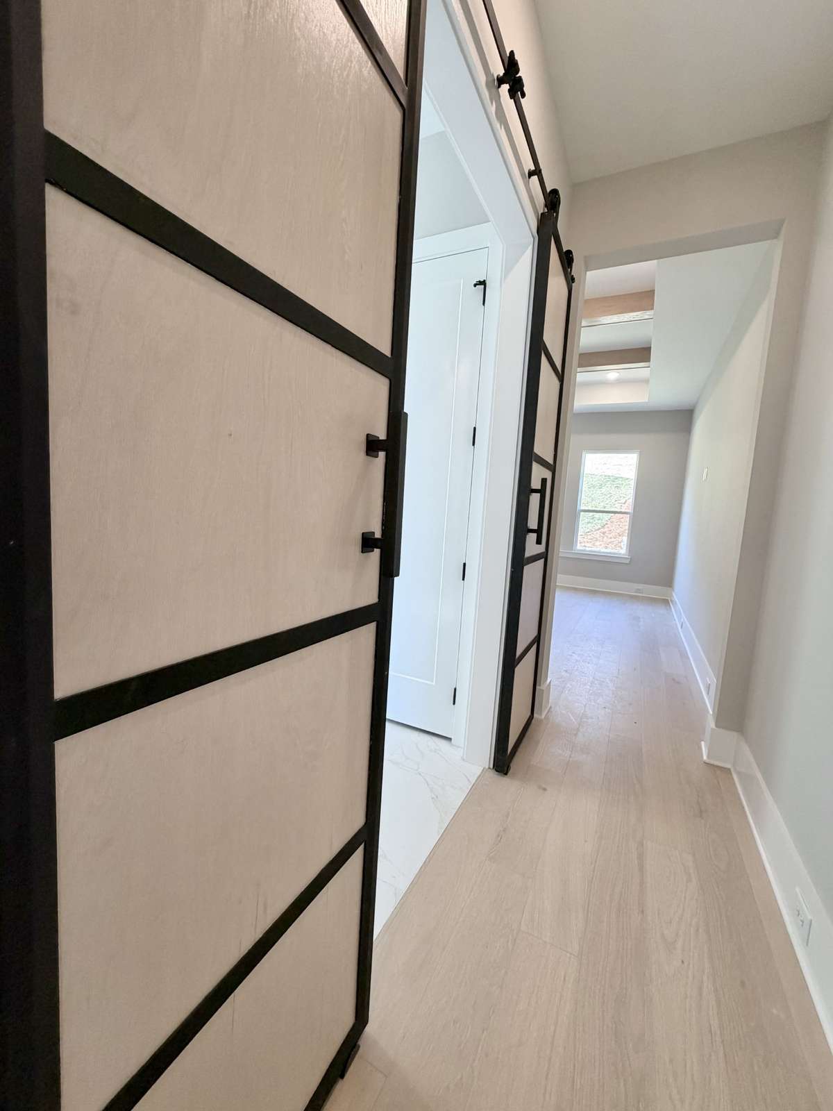 Actual Home — Primary Bath Modern Barn Doors