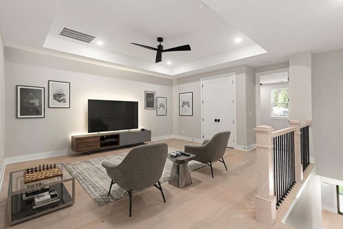 Actual Home — Upstairs Bonus / Recreation Room — Virtually Staged for Inspiration & to Showcase How Space Can Be Used