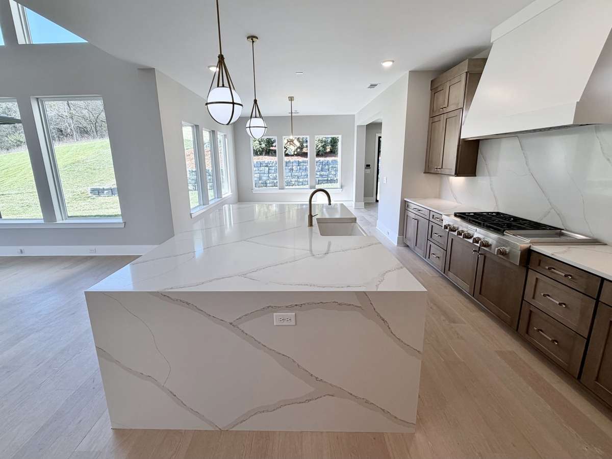 Actual Home — Kitchen Waterfall Island