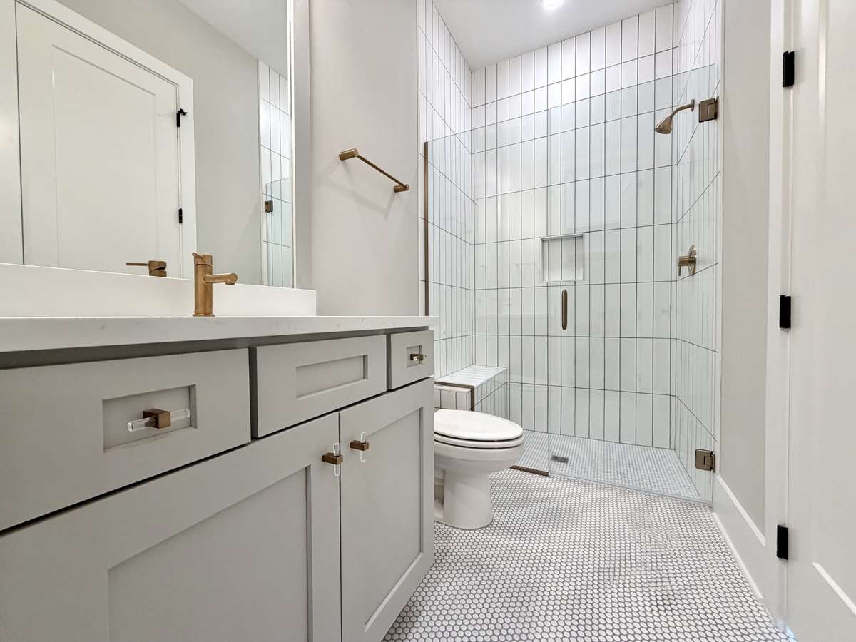 Actual Home — Downstairs Guest Bath with Walk-In Shower