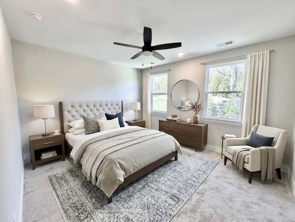 Actual Home — Upstairs Bedroom with Private En-Suite Full Bath — Virtually Staged for Inspiration and to Showcase How Space Can Be Used