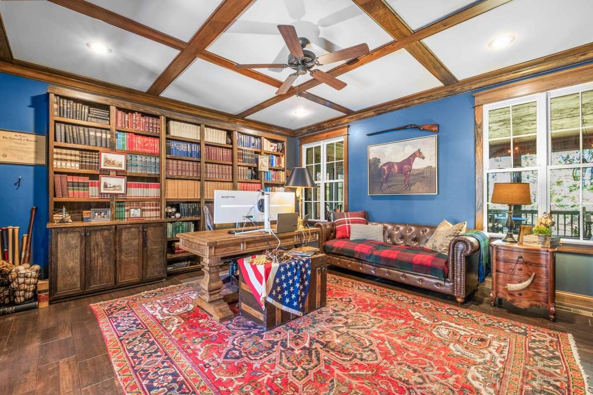 Massive executive office with built-in bookcase