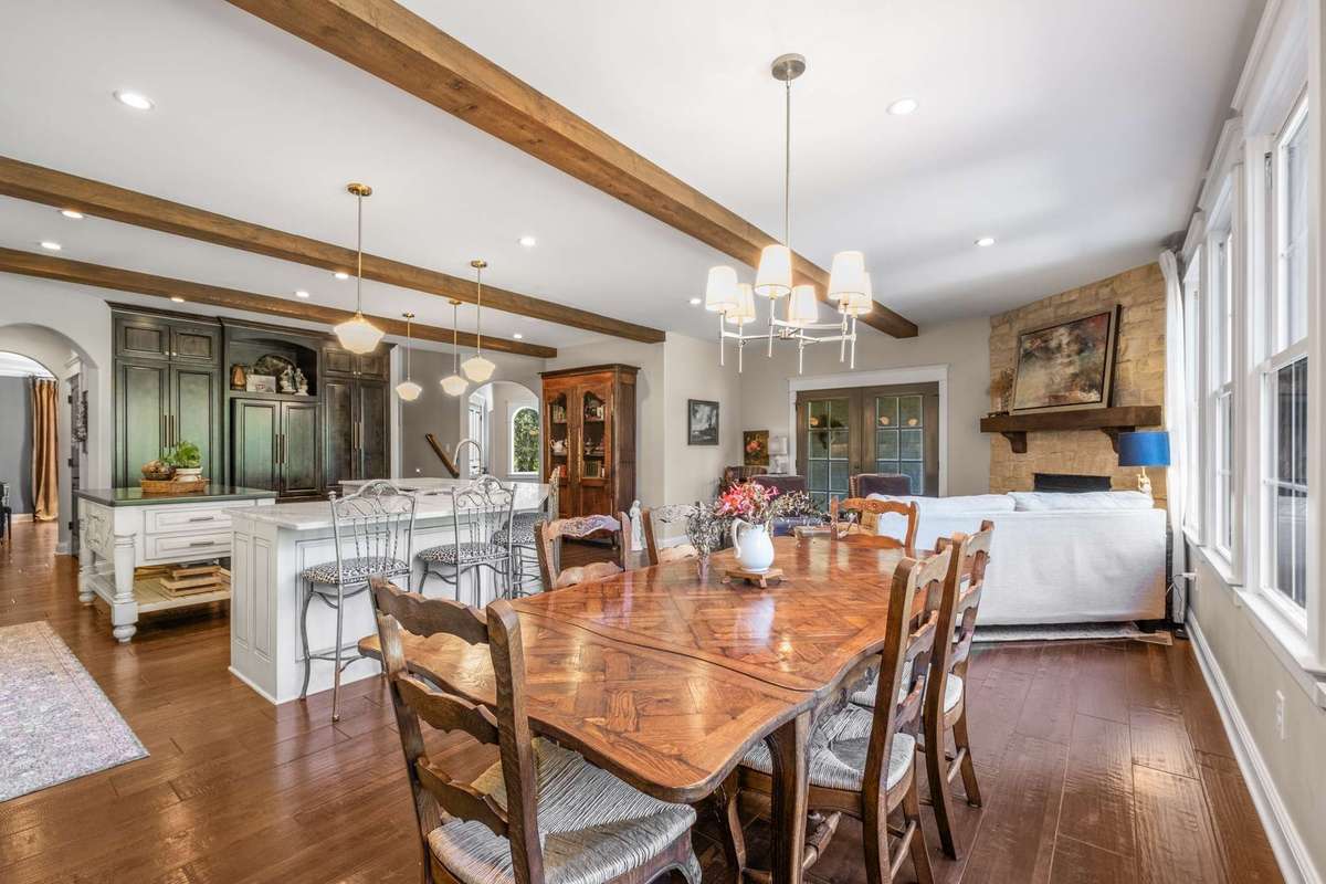 This eat-in kitchen space is large enough for a dining-sized table