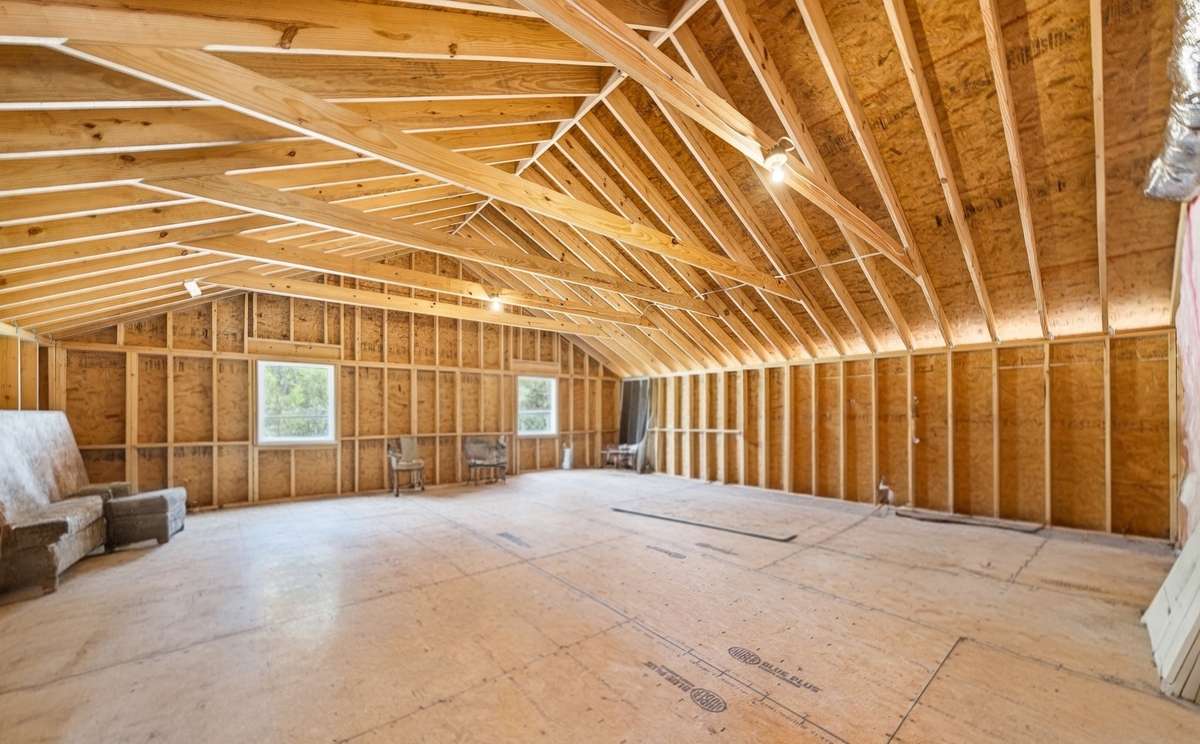 Image contains virtual staging to display size and potential for additions or ample storage.
