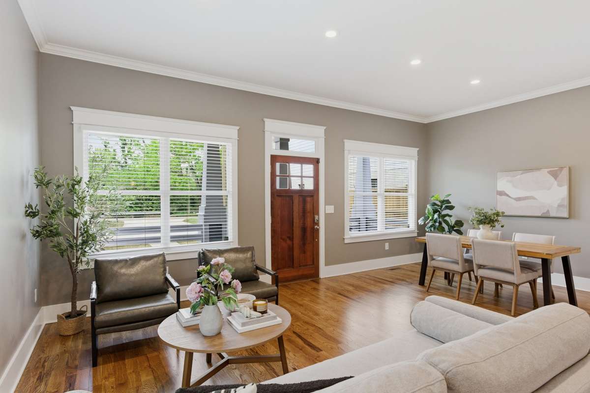 Open living and dining room area.