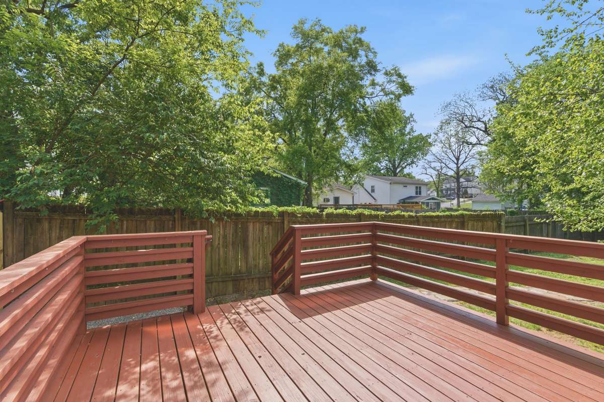 Freshly stained back deck.