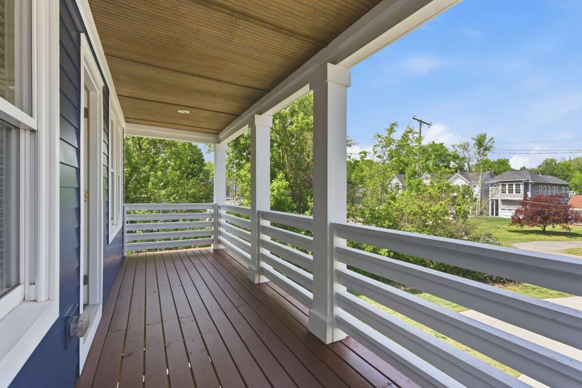 Second floor covered porch.