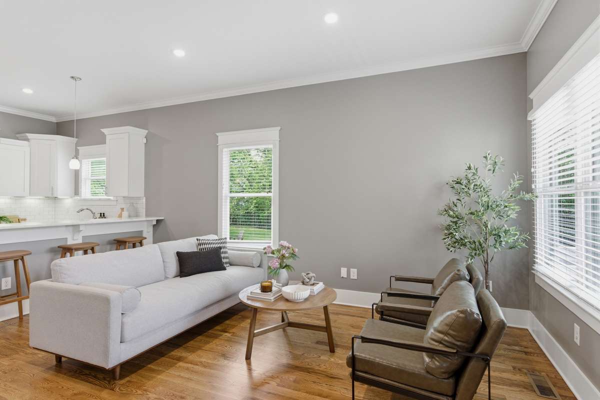 Open living and dining room area.