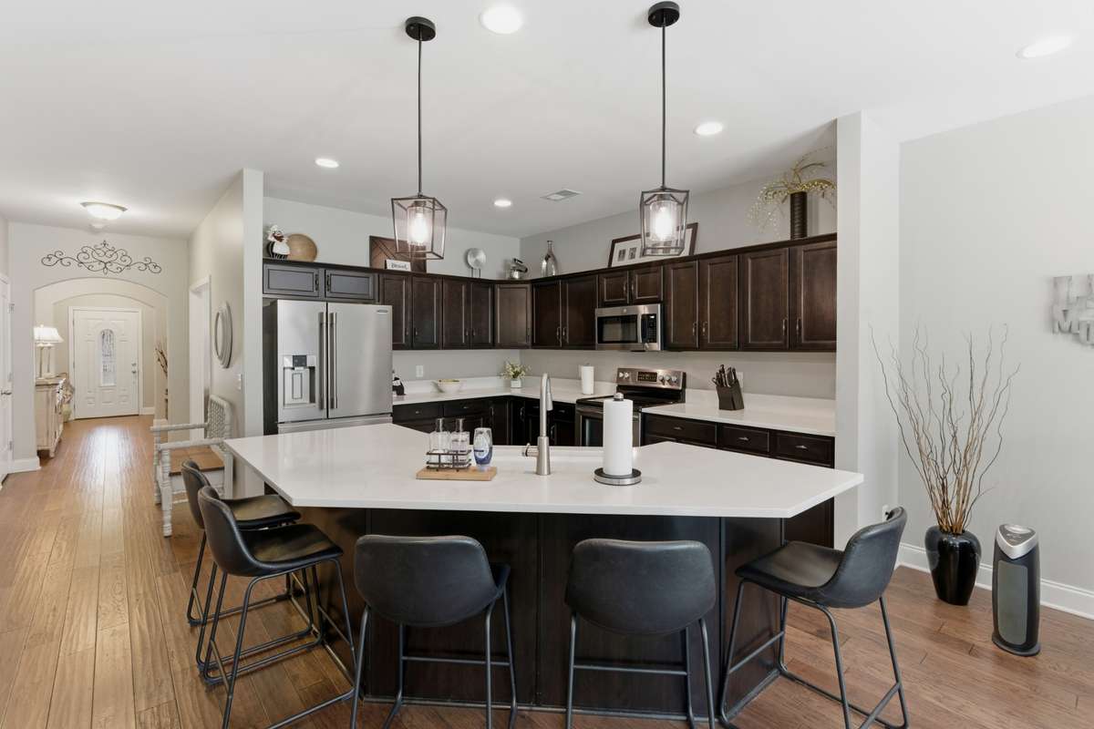 Kitchen highlighting large Island