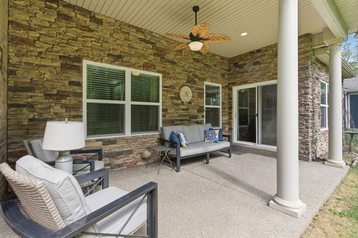Large Covered Patio with Beautiful Stonework