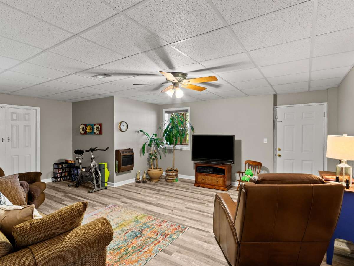 Rec Room- LVP flooring, ceiling fan