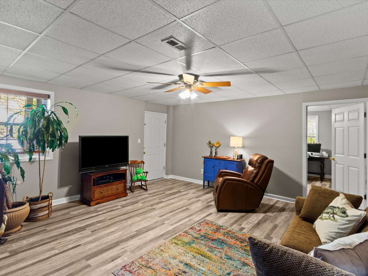 Rec Room- LVP flooring, ceiling fan