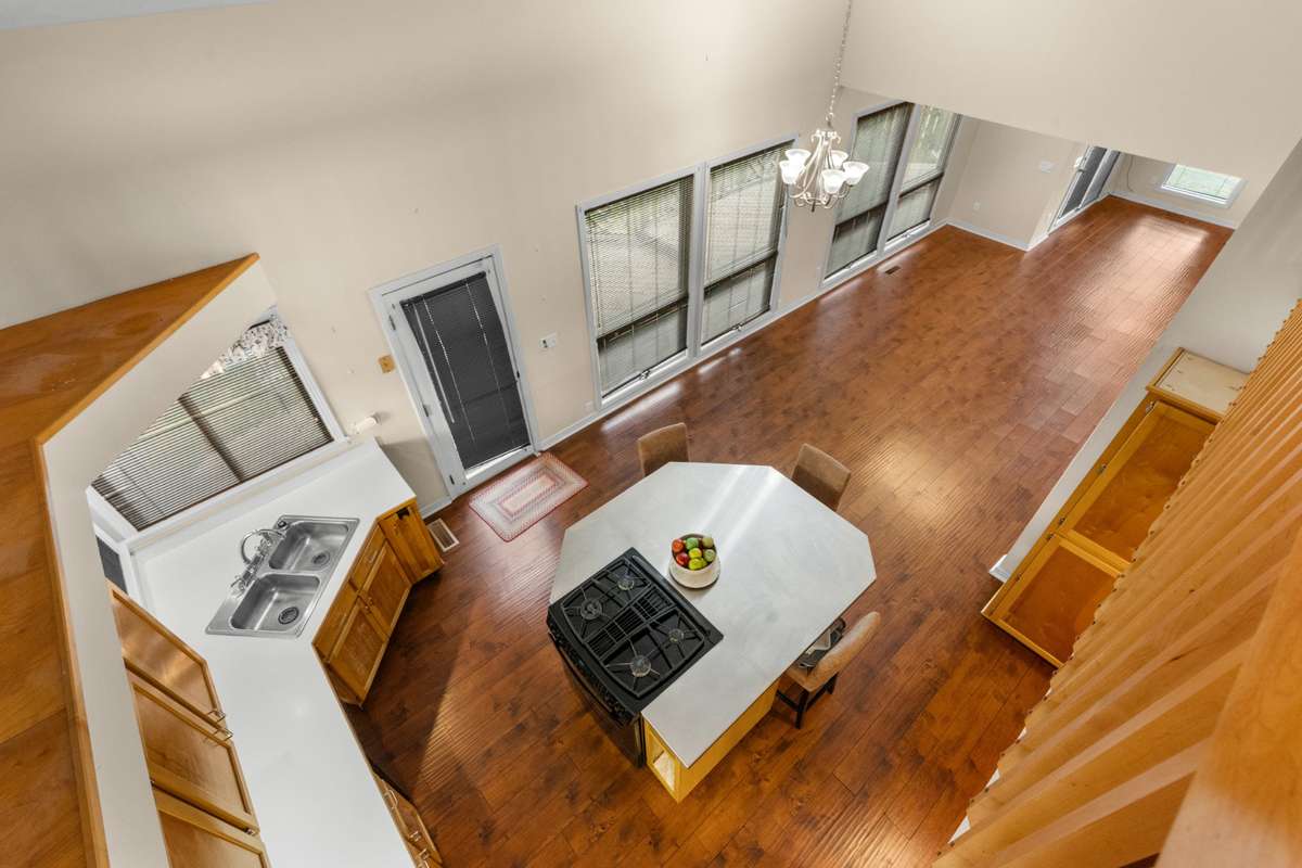 View of Kitchen and Dining Room from the Bonus Room.