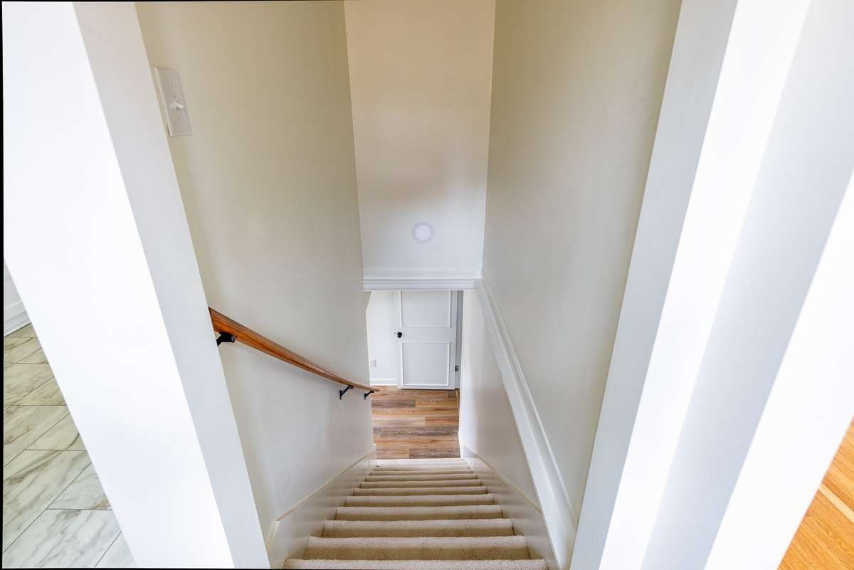 Heading downstairs.
