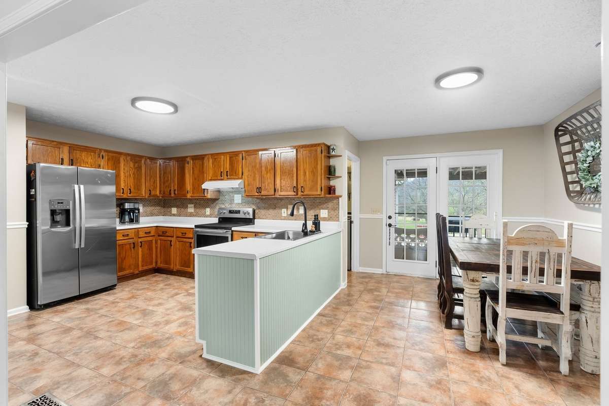 Eat in kitchen with stainless steel appliances!
