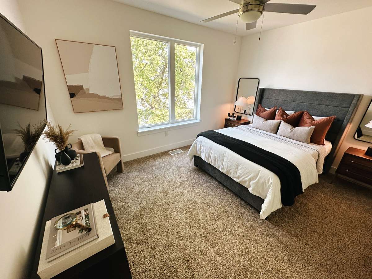 Primary Suite on the back side of the townhome facing downtown.