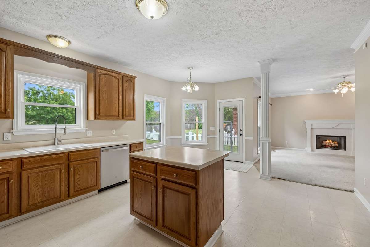 A look toward the Eat-In area and the Living Room.