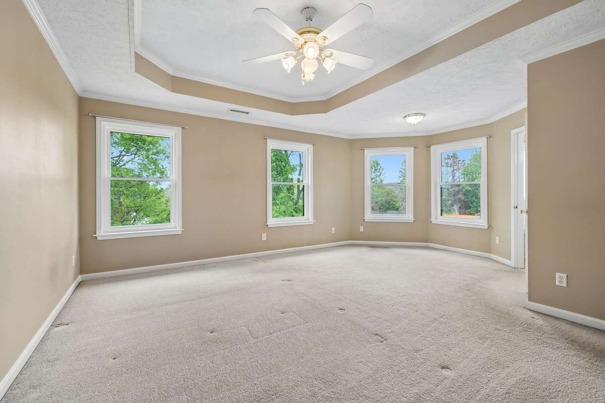 The windows look over the back yard! but make this room so light and bright!