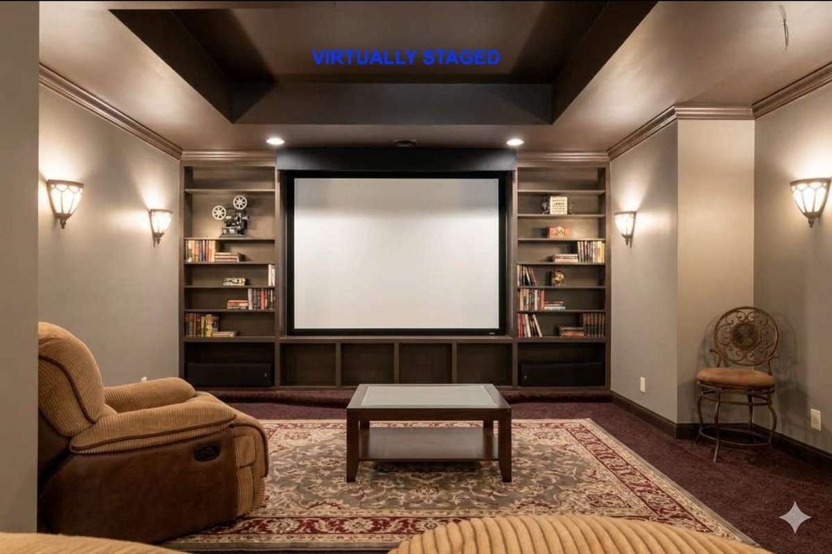 VIRTUALLY STAGED Theater Room on Lower Level