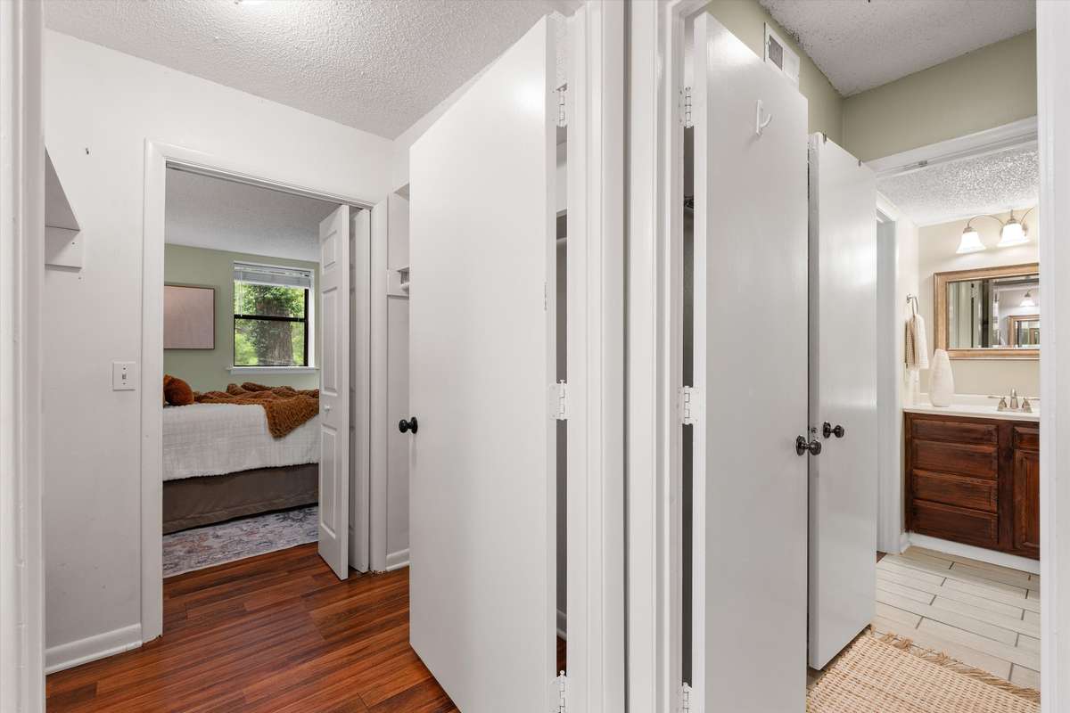View from 1/2 Bathroom off of Primary Suite