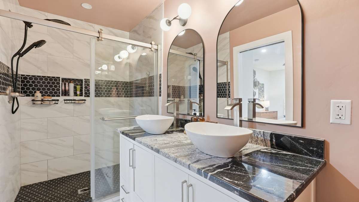 Primary bath with large walk in shower