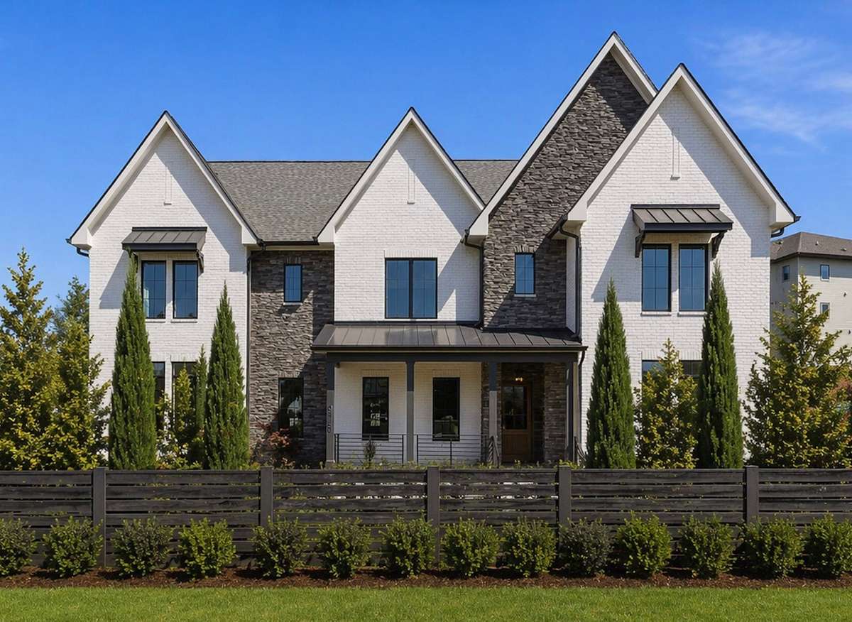 Photos digitally enhanced using AI to illustrate completed landscaping and fencing.
