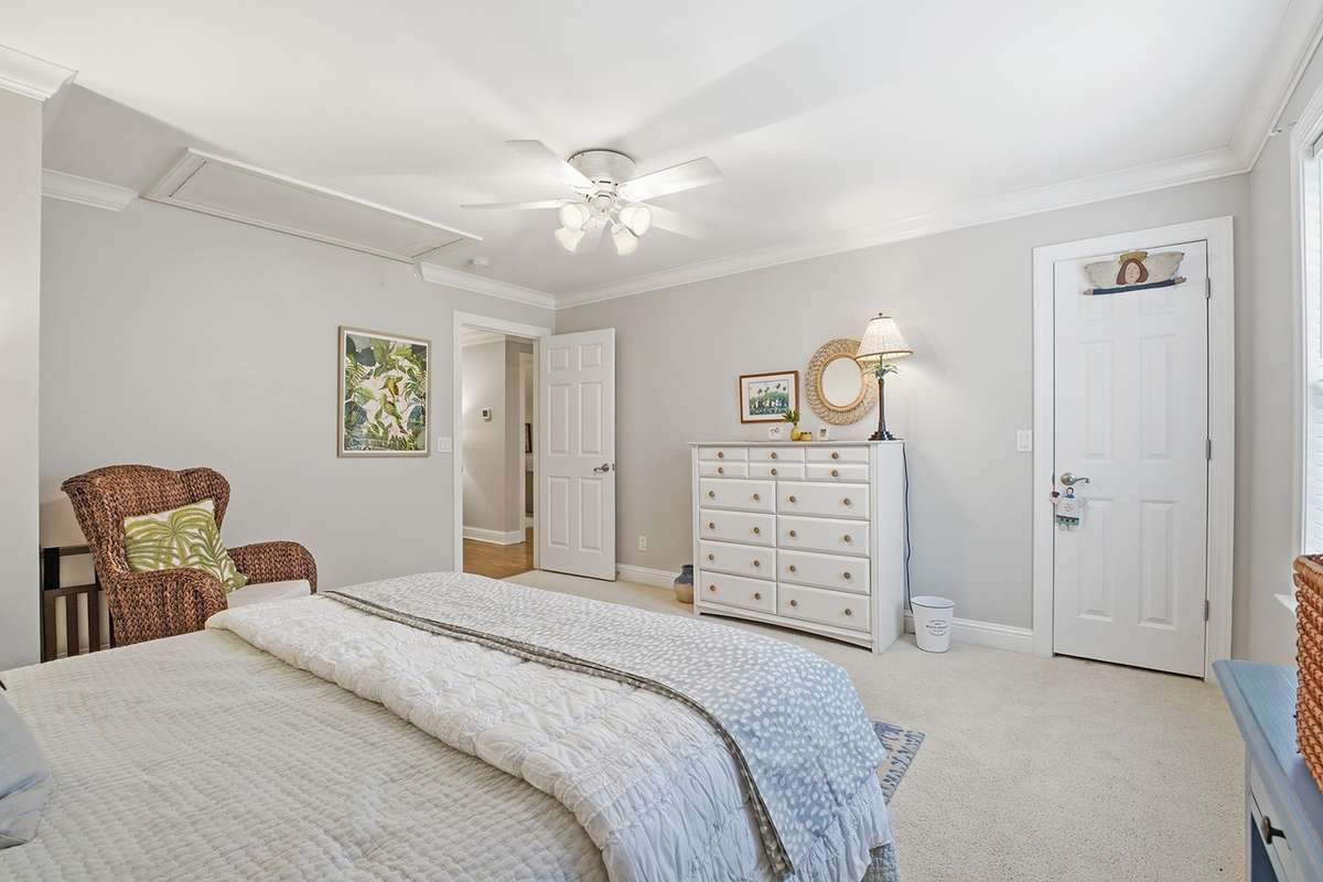 Attic storage access, full hall bath
