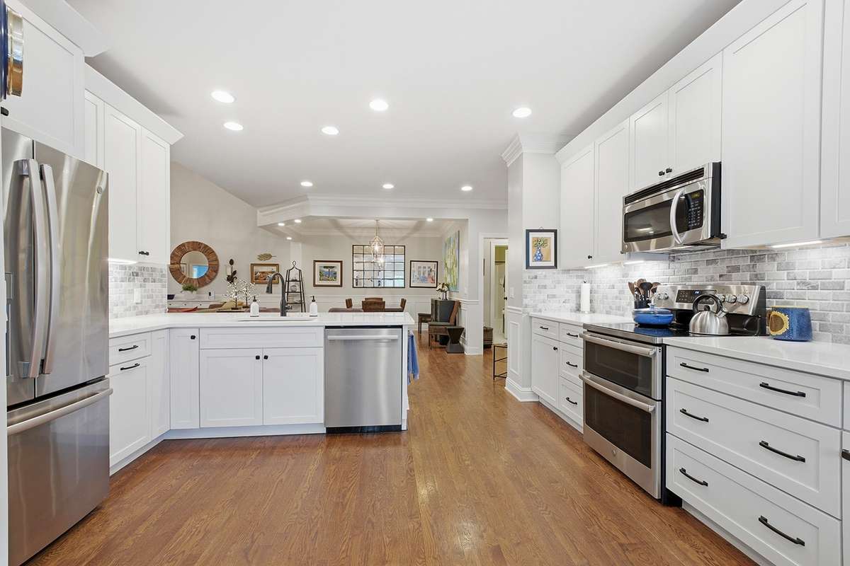 Ample cabinet space + under cabinet lighting