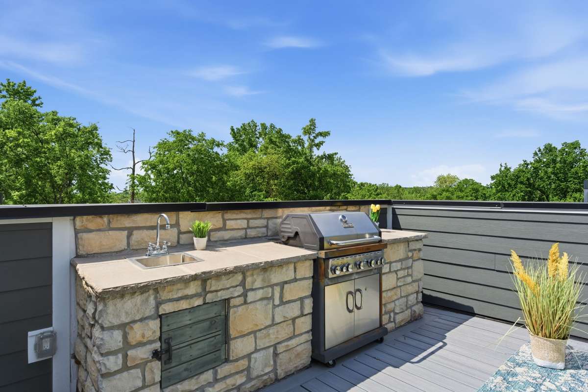 Rooftop grill and sink are perfect for entertaining.