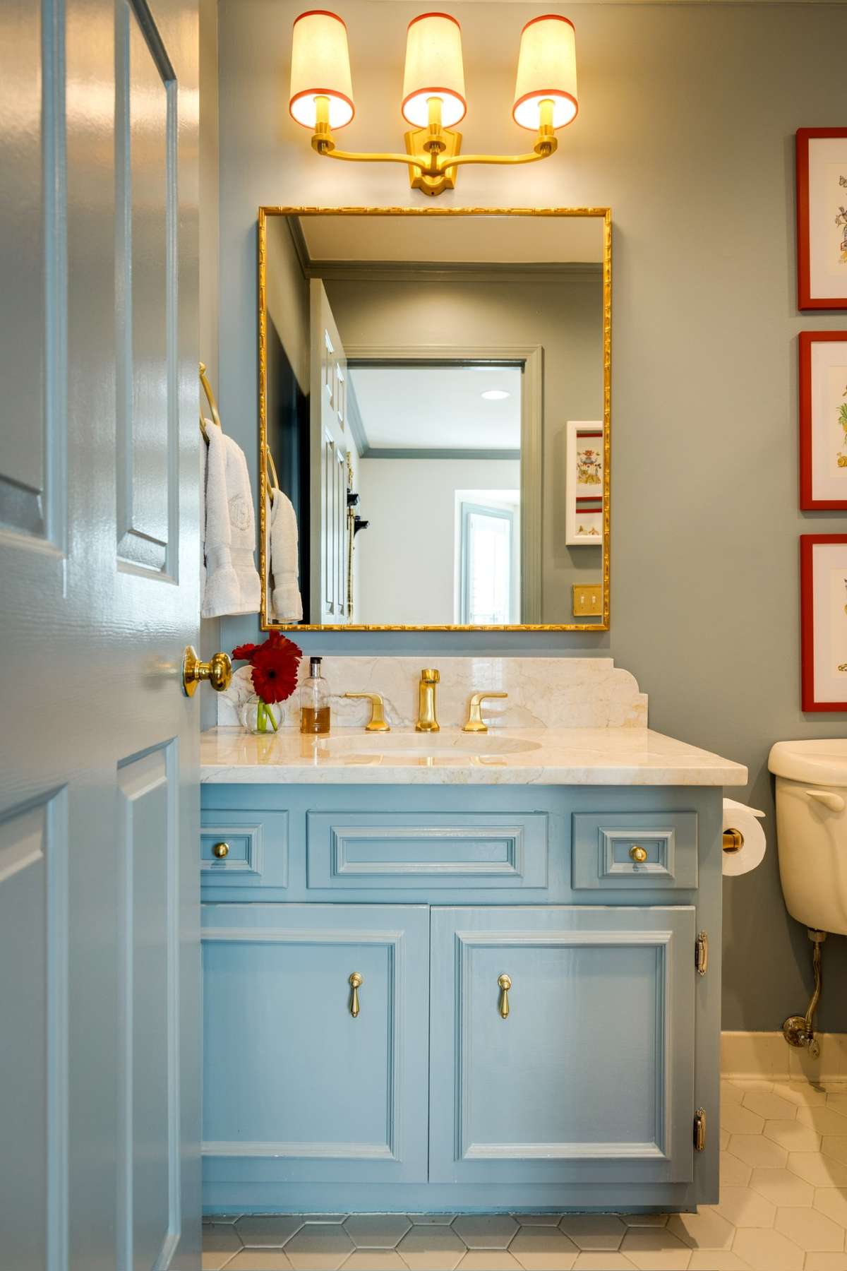 Divine dusty blue paint creates an absolute oasis - your guests won't want to leave!