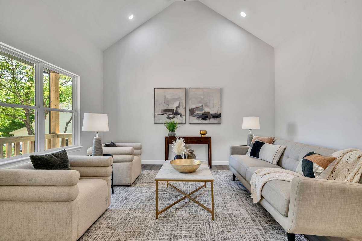 IMPRESSIVE Great Room w/ Cathedral Ceiling