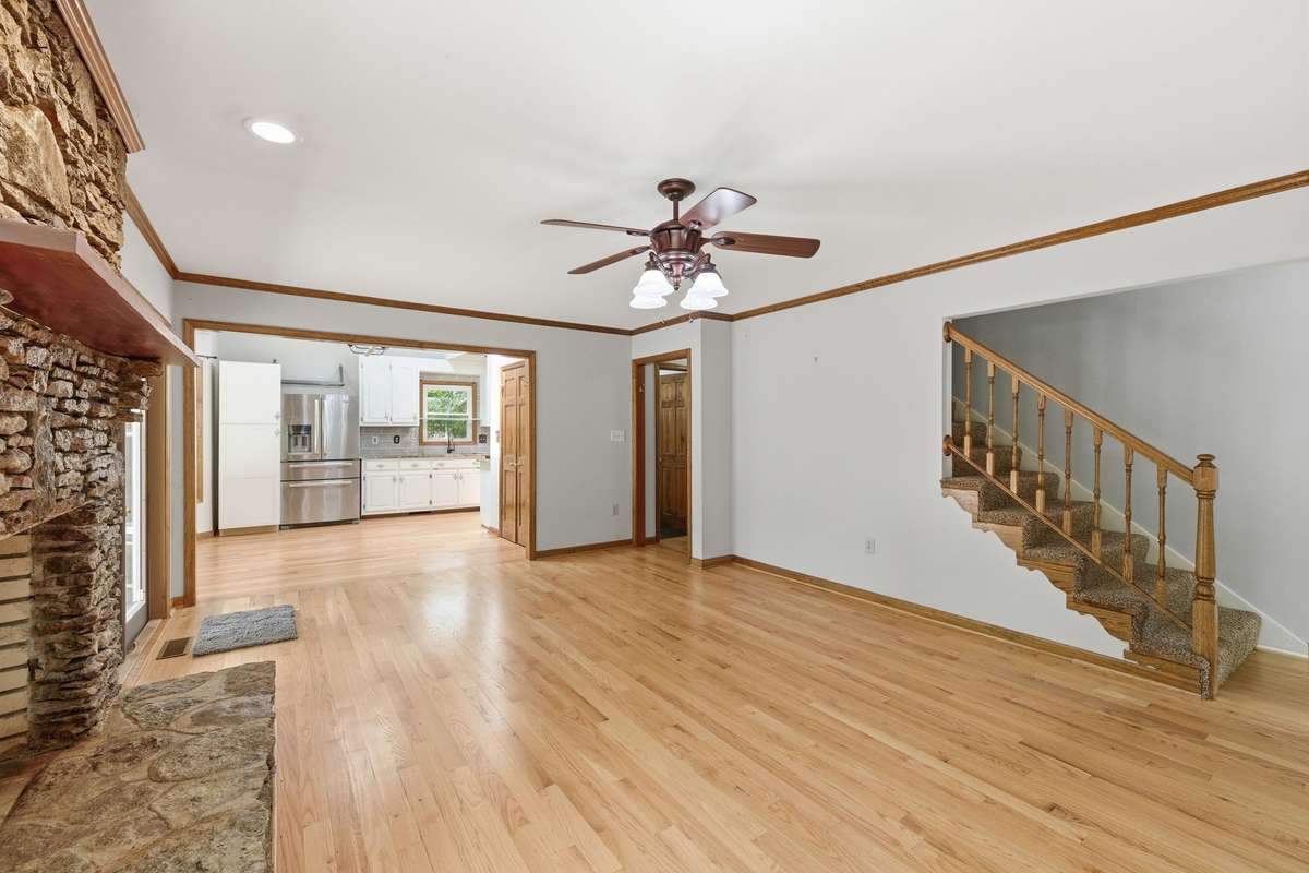 looking back toward the kitchen with pantry on the right