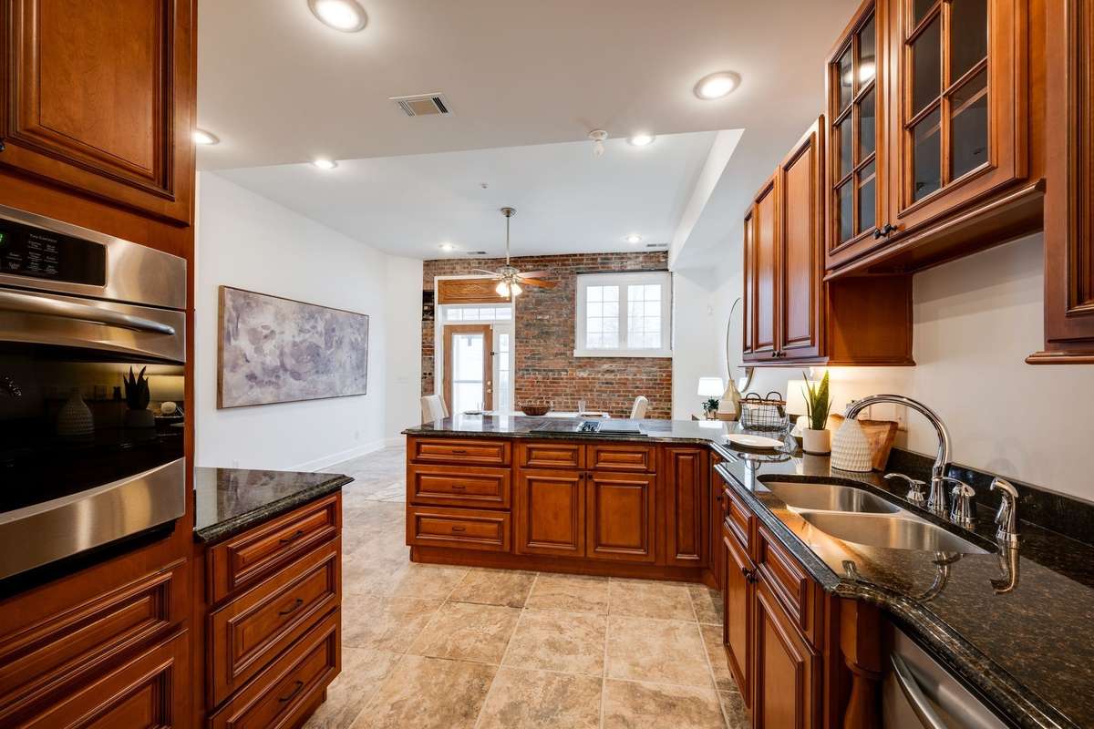 FABULOUS Kitchen Too w/ Granite Island + Exposed Brick