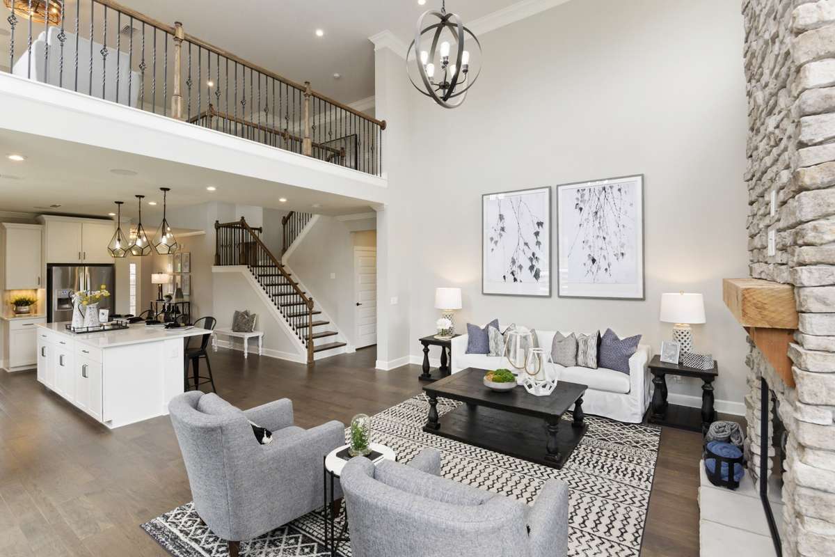 Upper Loft area overlooks Great Room! Photos are of model home.