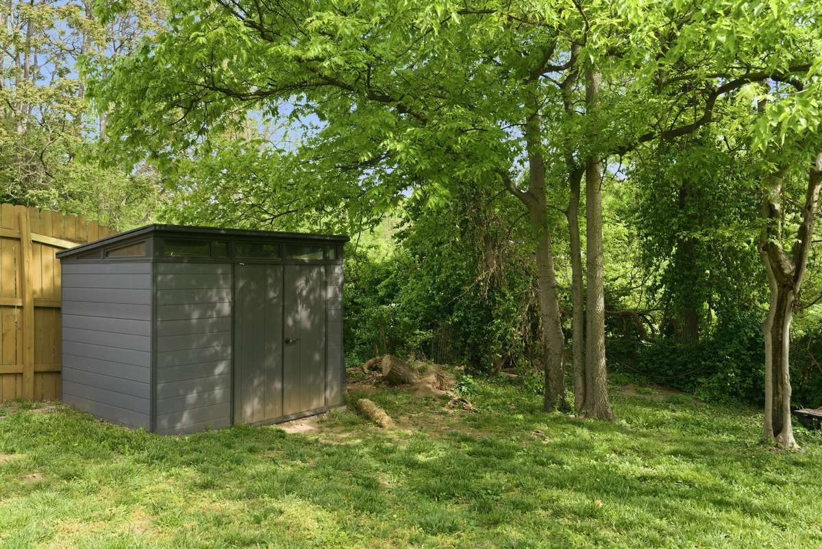 Storage shed will stay for all your yard tools.