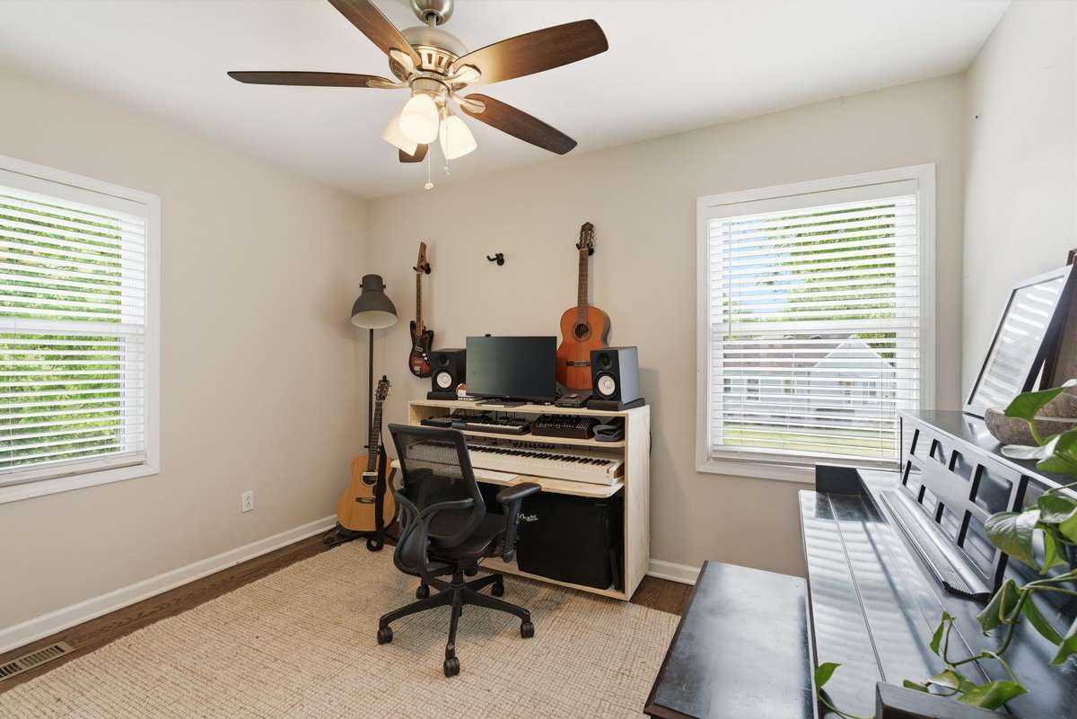 2nd bedroom could be used many ways. They made it their music room.