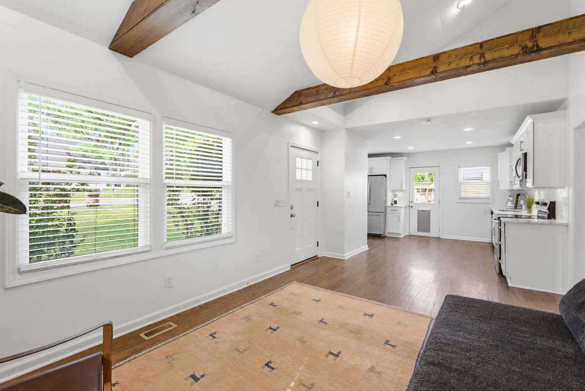 Look from the living room to the kitchen. Great for entertaining.