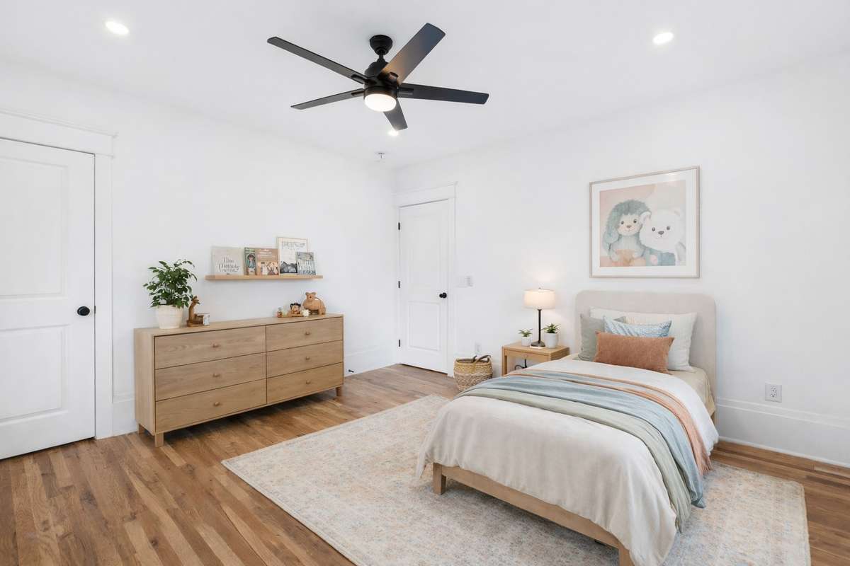 virtually staged upstairs bedroom with ensuite