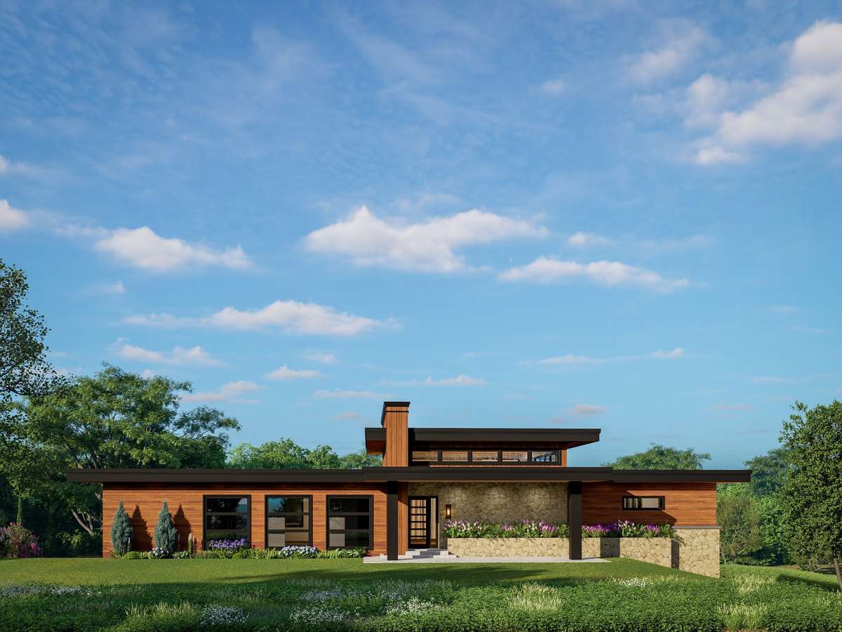 Front of home--sleek and modern, with a warm vibe