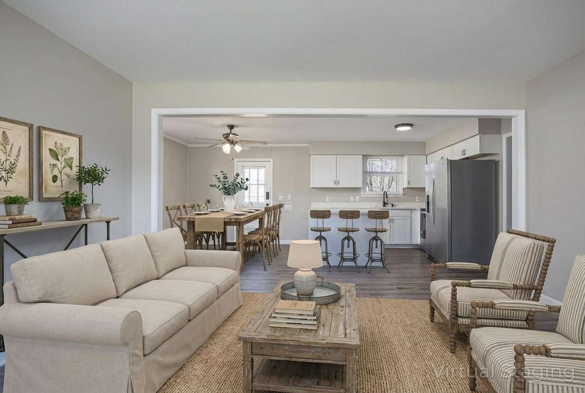 Virtually staged to show possible furniture placement