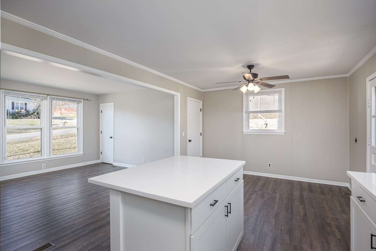 Lots of light - the door in the corner leads down to the basement