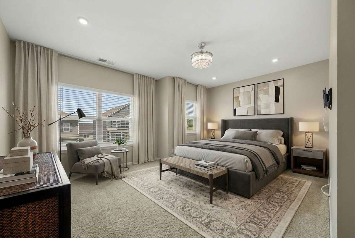 Digitally staged to show options for space