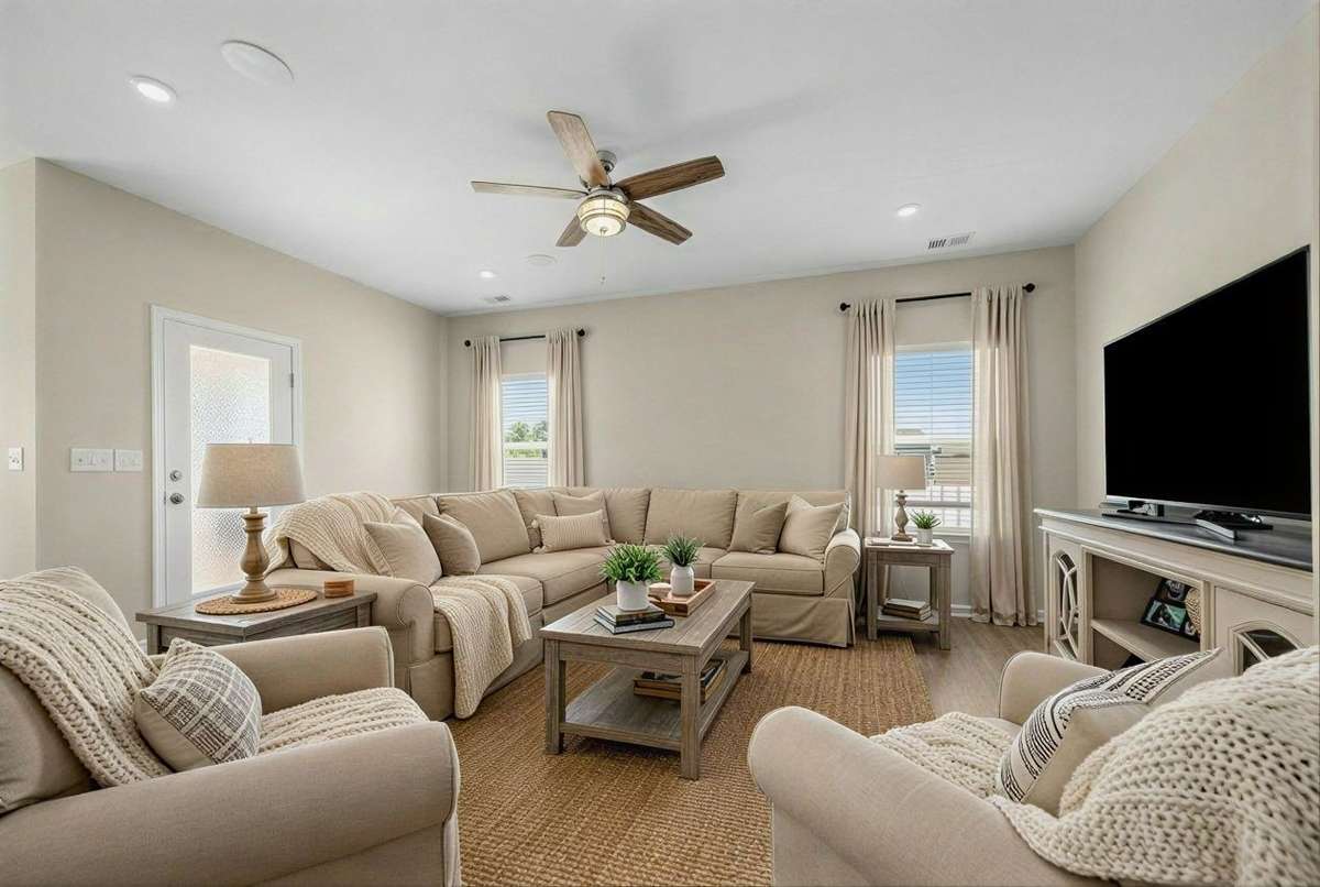 Digitally staged to reflect furniture and paint options