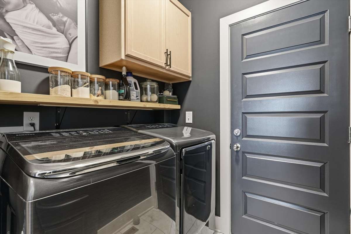 LAUNRY ROOM WITH CABINET SPACE AND FLOATING SHELF