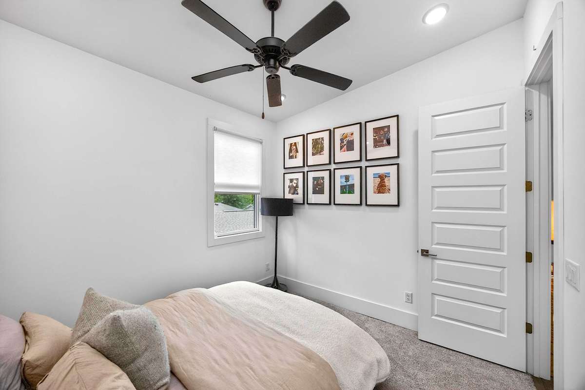 One of the three bedrooms on the second level.