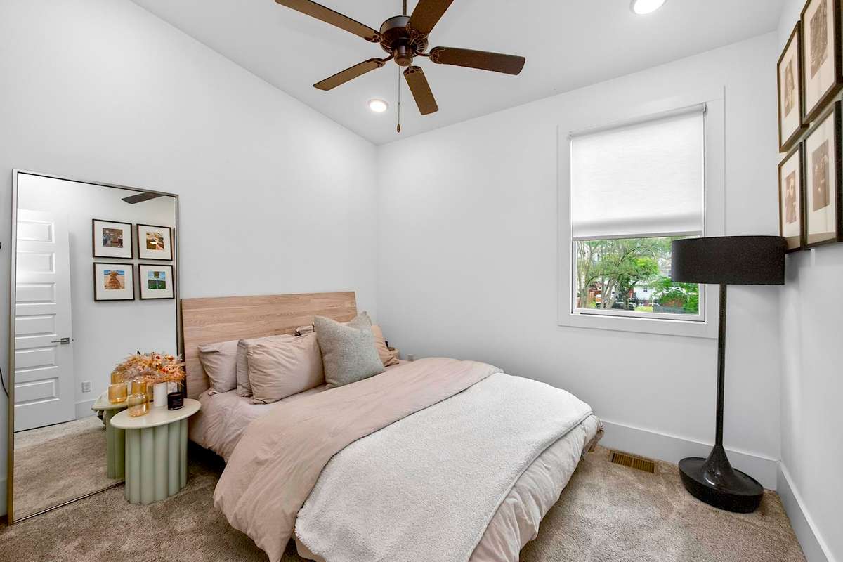 One of the three bedrooms on the second level.