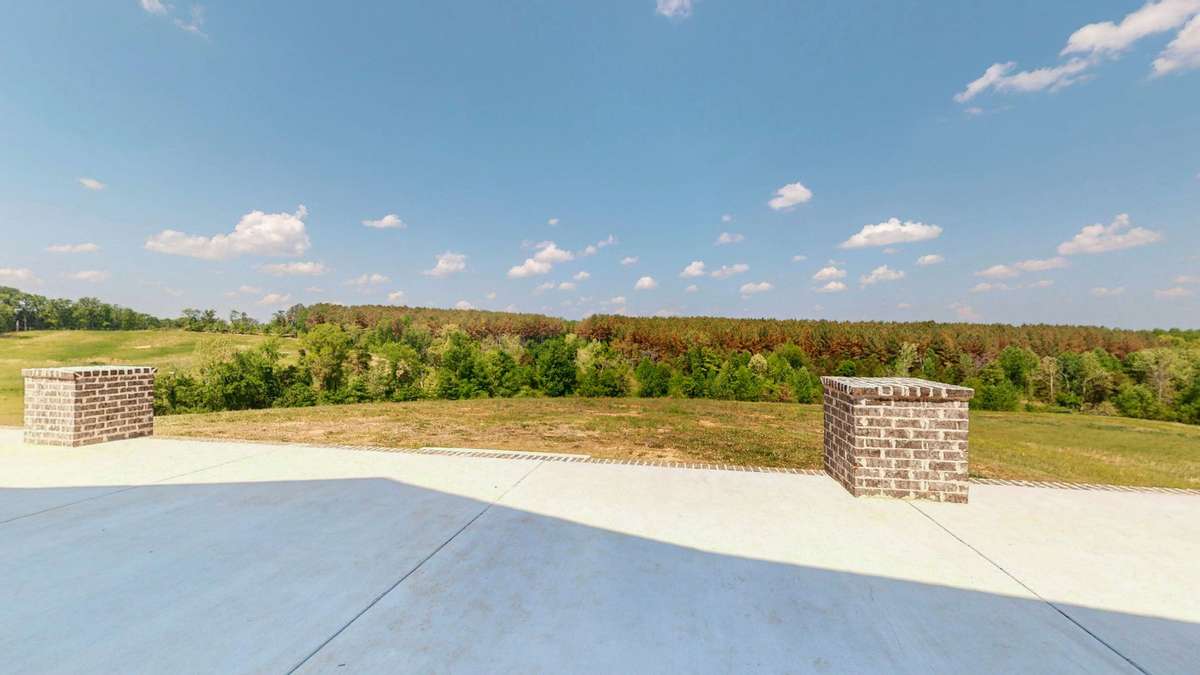 View out the back across the patio...look at those hills and valleys.