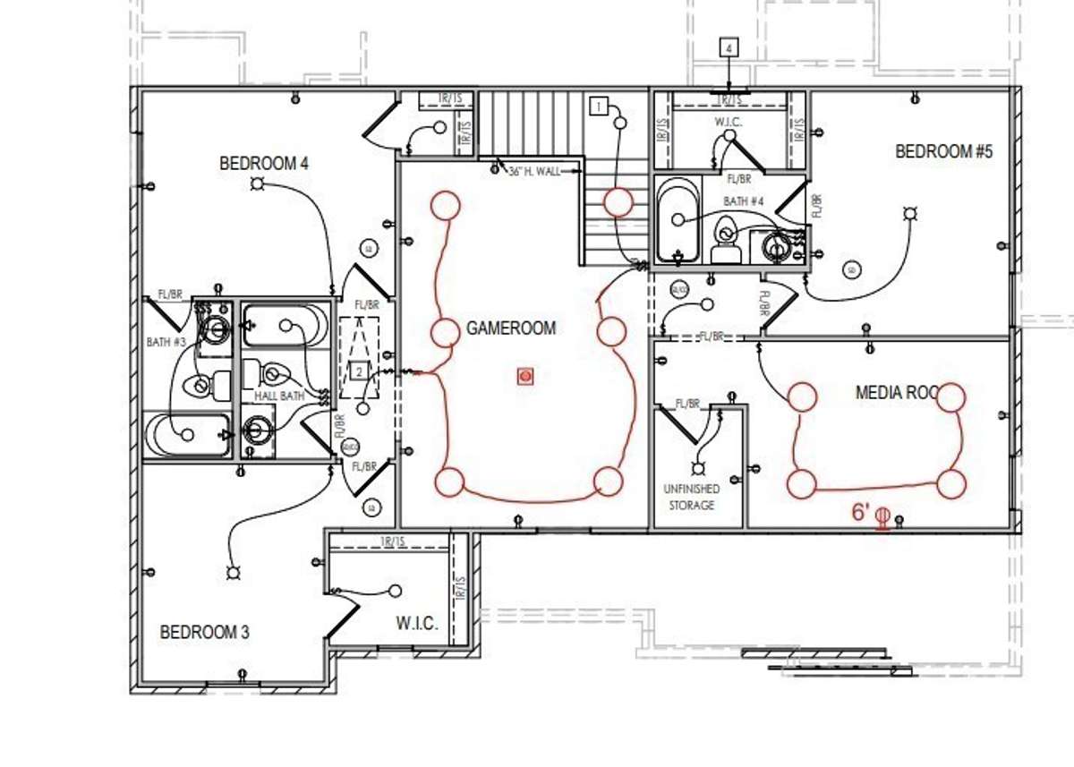 Electrical plan of the second floor.
