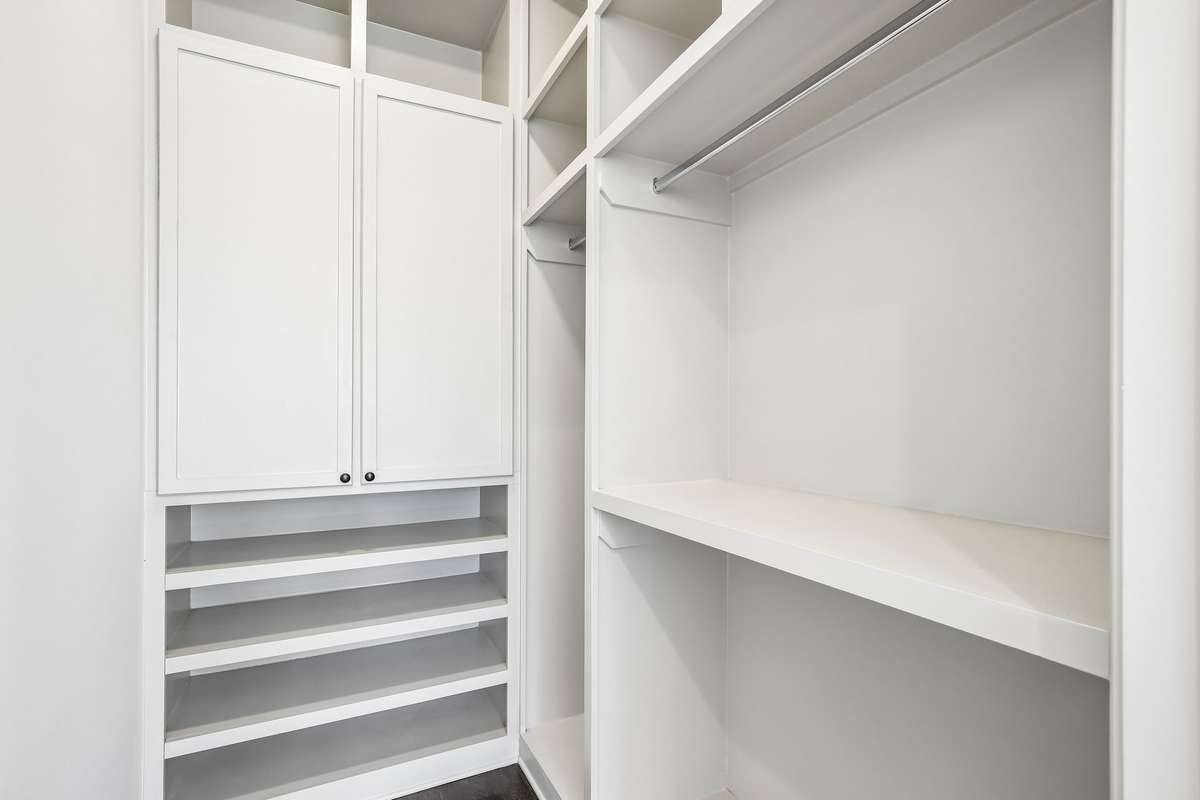 Walk-in closet with custom shelving