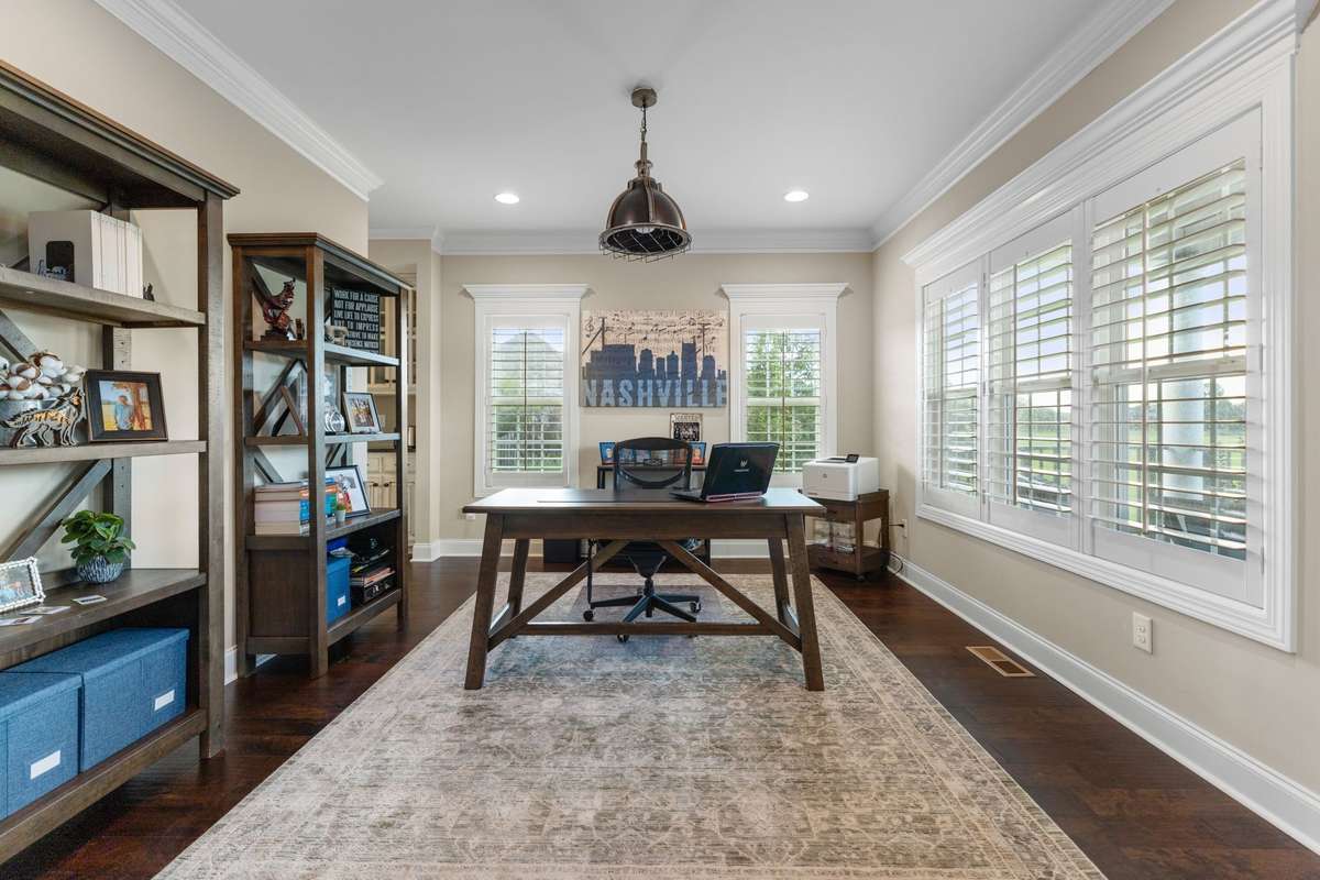 Flex Space just off the foyer could be used as an office, library, sitting room, or formal dining room.